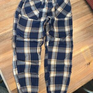 Aerie Navy and Tan Plaid Pants